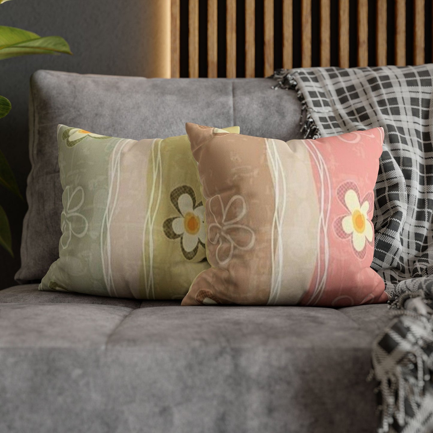 Chic Floral Faux Suede Pillowcase, Cozy Decorative Cushion Cover, Soft Home Decor, Bedroom Accessory, Gift for Her, Boho Style
