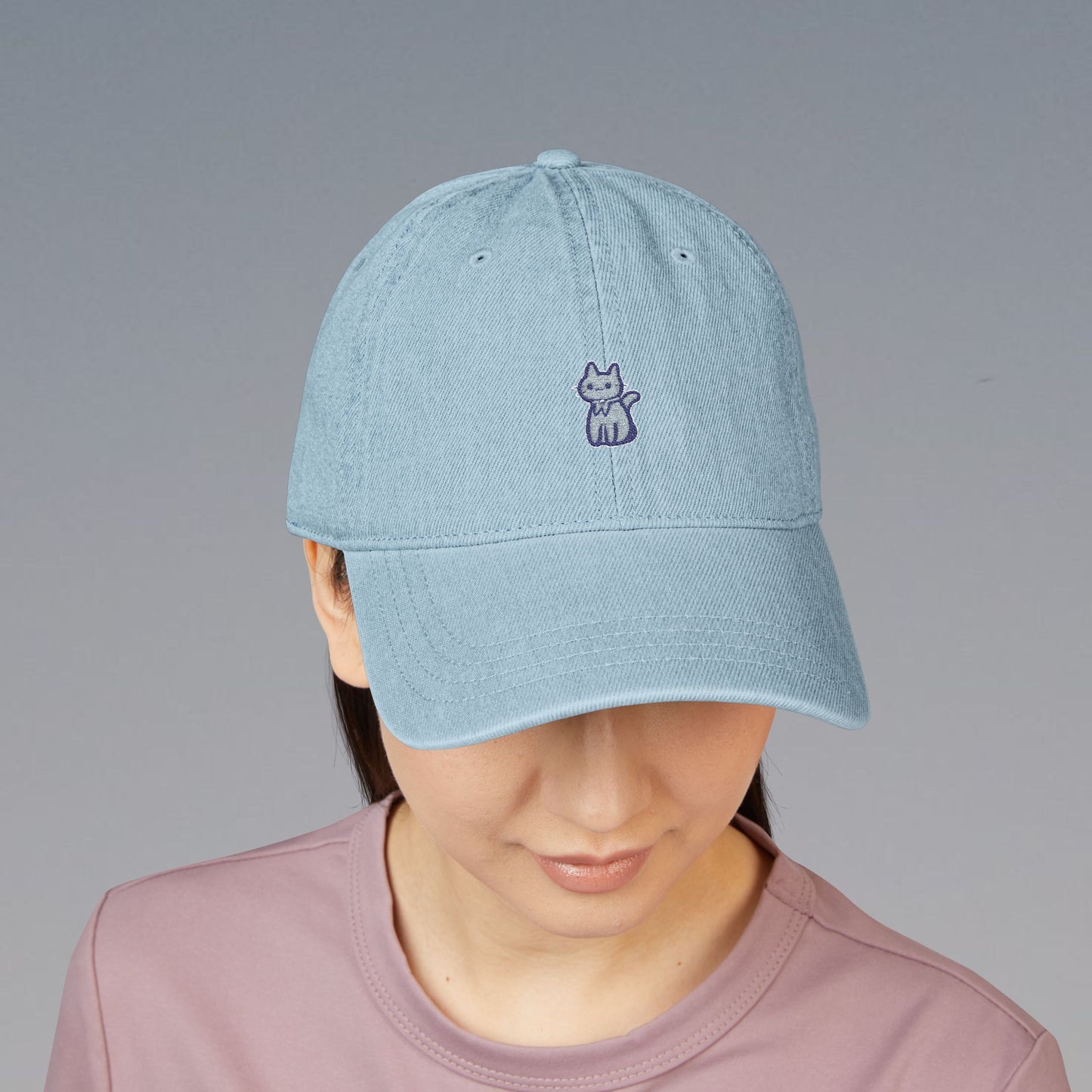 Embroidered Denim Hat, Cute Casual Cap, Unisex Hat, Gift for Friends, Summer Accessory, Adjustable Baseball Cap