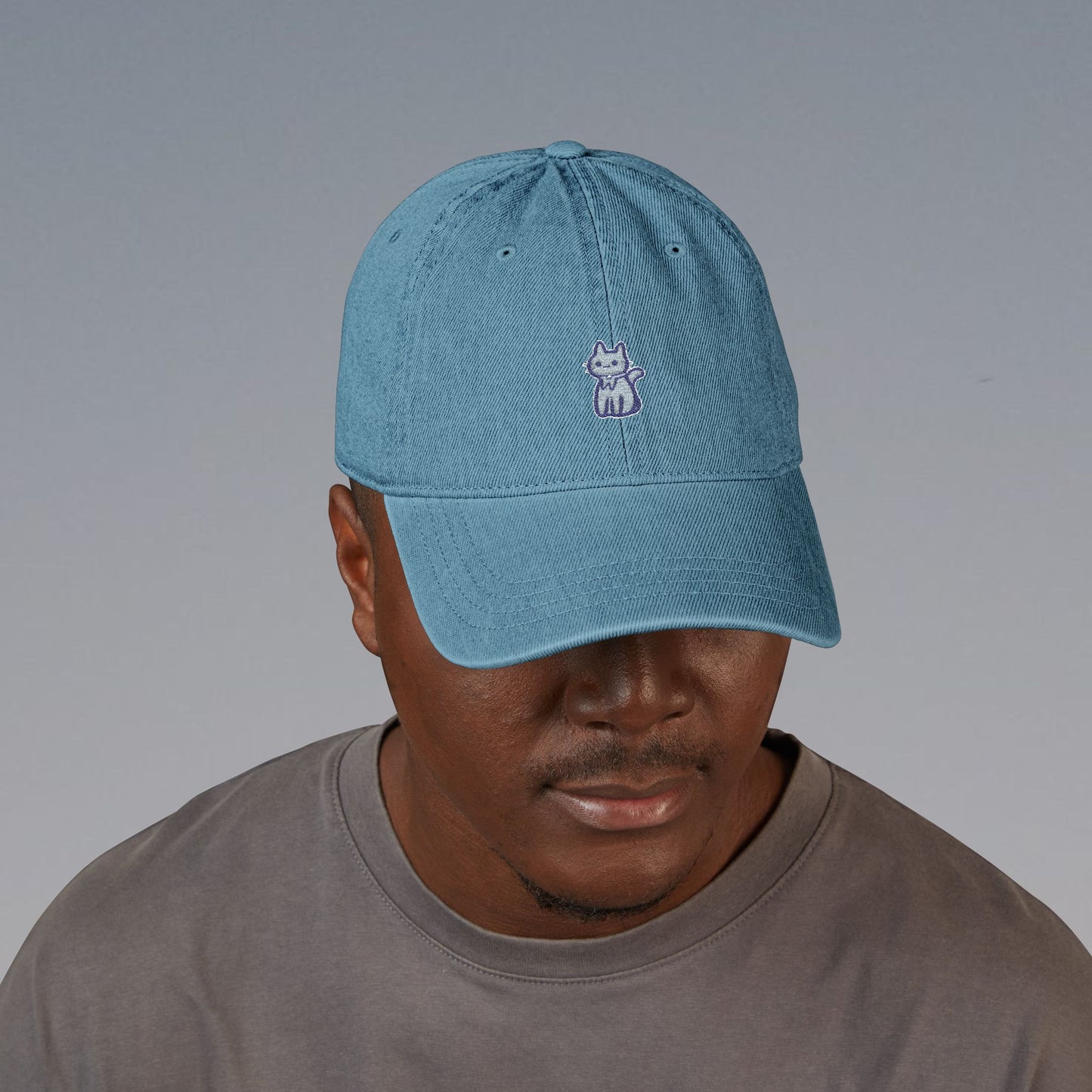 Embroidered Denim Hat, Cute Casual Cap, Unisex Hat, Gift for Friends, Summer Accessory, Adjustable Baseball Cap