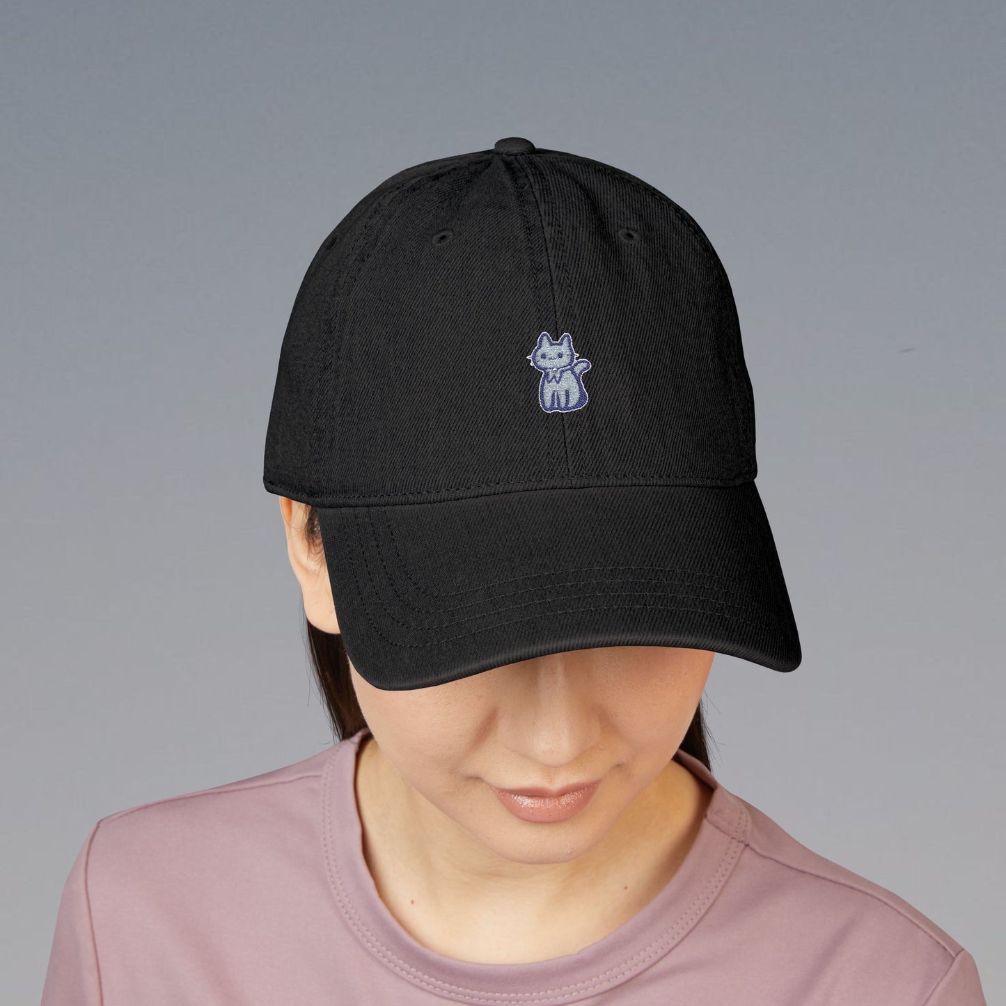 Embroidered Denim Hat, Cute Casual Cap, Unisex Hat, Gift for Friends, Summer Accessory, Adjustable Baseball Cap