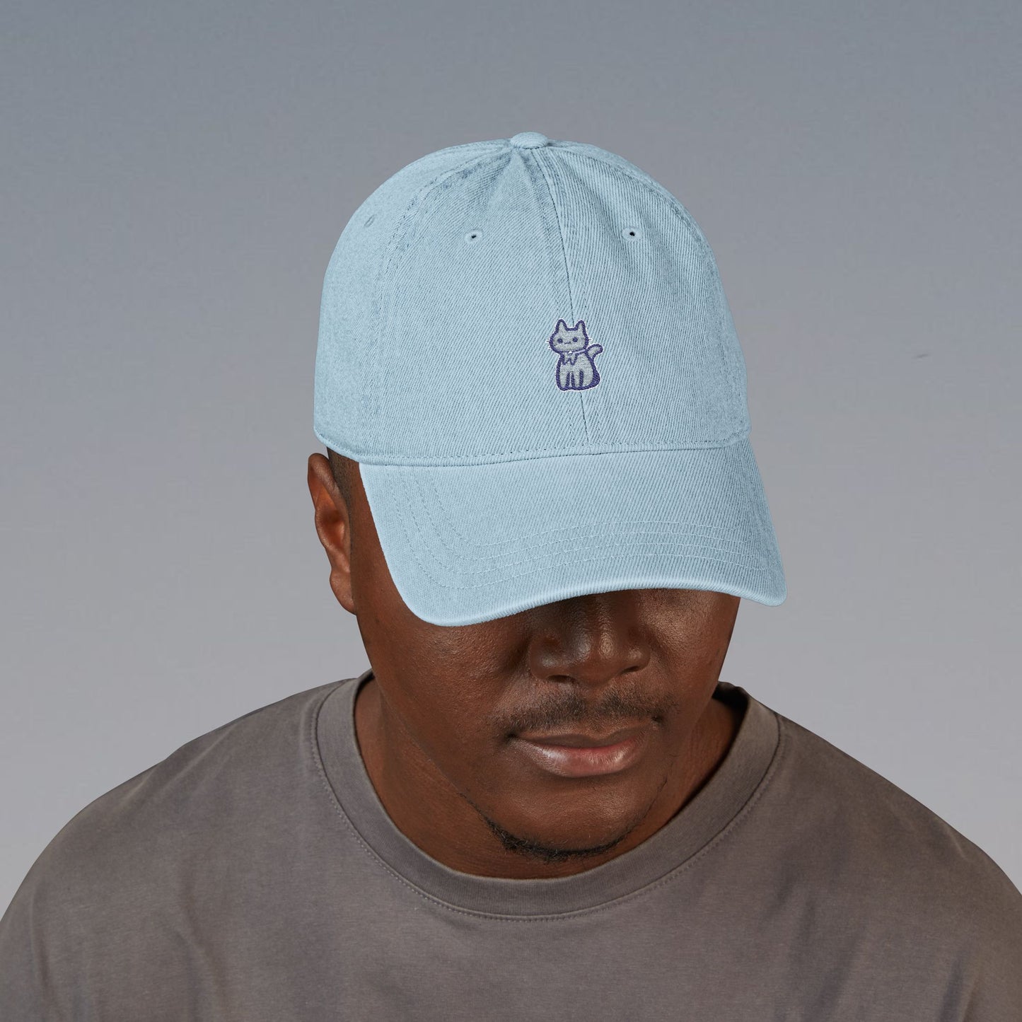 Embroidered Denim Hat, Cute Casual Cap, Unisex Hat, Gift for Friends, Summer Accessory, Adjustable Baseball Cap