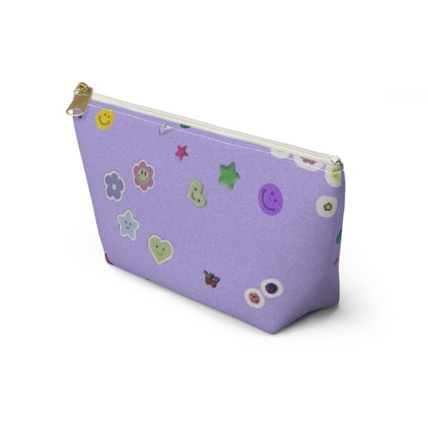 Playful Sticker Accessory Pouch, Cosmetic Bag, Travel Organizer, Gift Idea, Purple Floral Print, Kids & Adults - Image 15