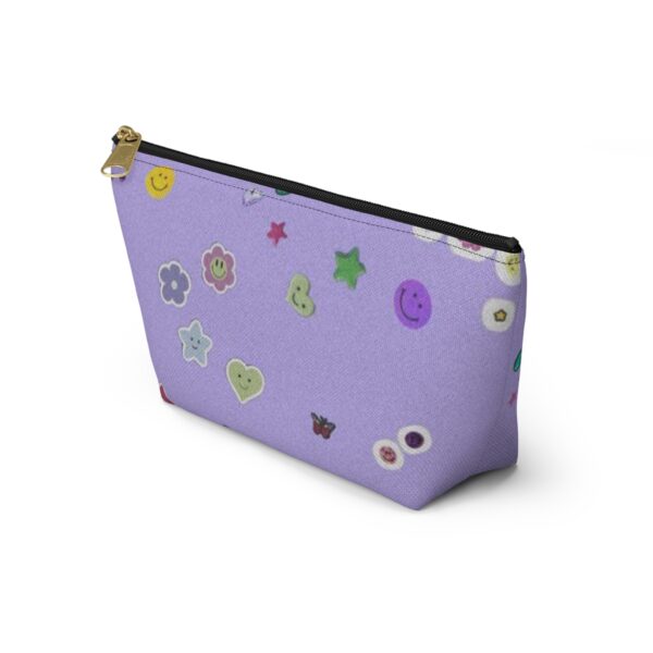 Playful Sticker Accessory Pouch, Cosmetic Bag, Travel Organizer, Gift Idea, Purple Floral Print, Kids & Adults - Image 11