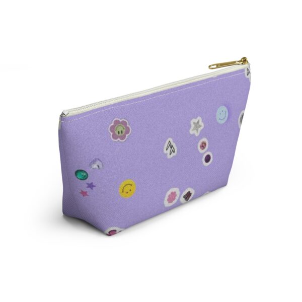 Playful Sticker Accessory Pouch, Cosmetic Bag, Travel Organizer, Gift Idea, Purple Floral Print, Kids & Adults - Image 16