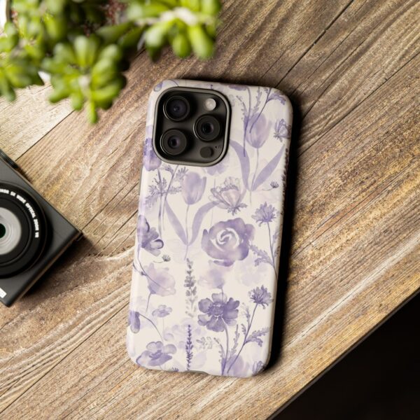 Floral Phone Case, Tough Cases with Purple Flowers, Protective Skin for iPhone, Trendy Accessory, Flower Power Style - Image 47