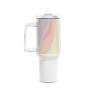 Colorful Marble 40oz Tumbler - Insulated Drinkware, Travel Mug, Gift for Her, Summer Hydration, Eco-Friendly Beverage Container