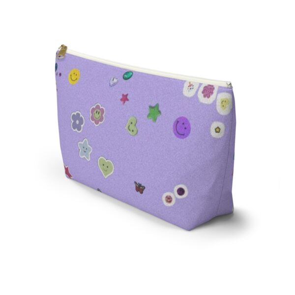 Playful Sticker Accessory Pouch, Cosmetic Bag, Travel Organizer, Gift Idea, Purple Floral Print, Kids & Adults - Image 7