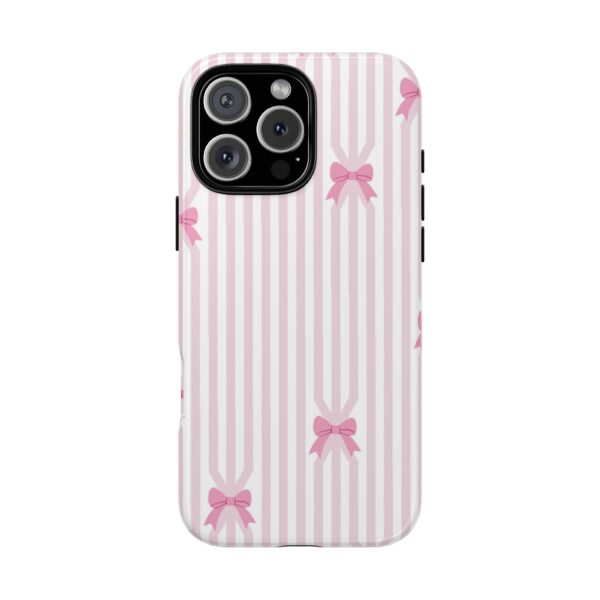 Cute Striped Bow Phone Case, Tough Phone Cover, Stylish Tech Accessory, Gift for Her, Pink Striped Phone Case, Bow Design Phone Case - Image 19