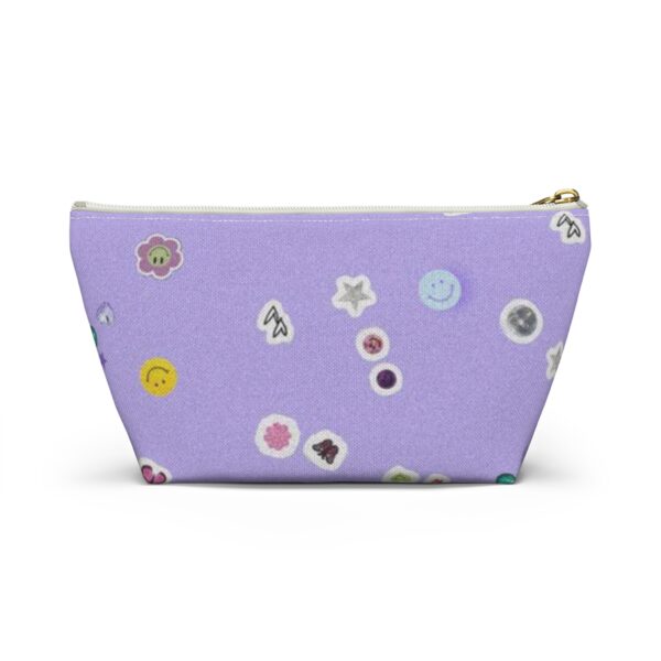 Playful Sticker Accessory Pouch, Cosmetic Bag, Travel Organizer, Gift Idea, Purple Floral Print, Kids & Adults - Image 14