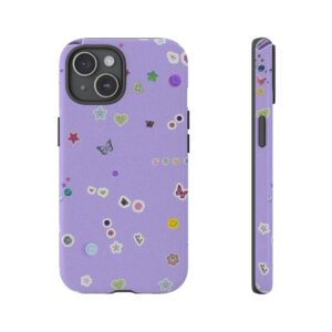 Purple Sticker Phone Case, Tough Phone Cover, Cute Gift for Teens, Fun Cell Phone Accessory, Aesthetic Phone Protector