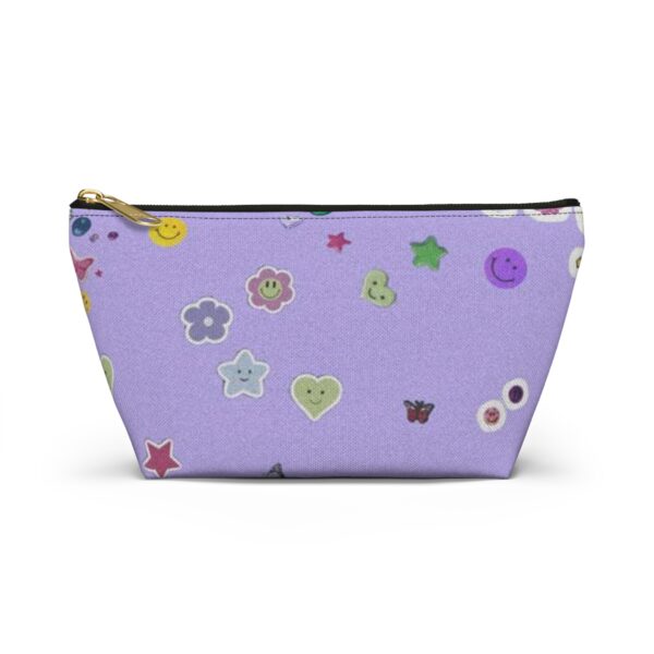 Playful Sticker Accessory Pouch, Cosmetic Bag, Travel Organizer, Gift Idea, Purple Floral Print, Kids & Adults - Image 9