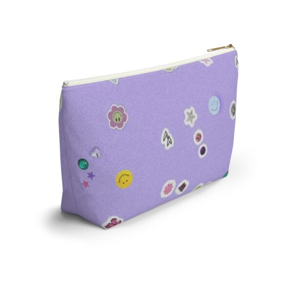 Playful Sticker Accessory Pouch, Cosmetic Bag, Travel Organizer, Gift Idea, Purple Floral Print, Kids & Adults - Image 8