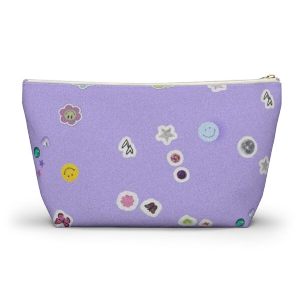 Playful Sticker Accessory Pouch, Cosmetic Bag, Travel Organizer, Gift Idea, Purple Floral Print, Kids & Adults - Image 6