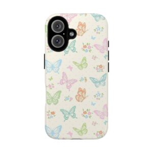 Butterfly Pattern Phone Case, Tough Cases, Floral Phone Cover, Spring Accessories, Gift for Her, Cute Mobile Protection