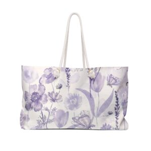 Elegant Floral Weekender Bag, Stylish Travel Tote, Overnight Bag, Weekend Getaway Essential, Perfect for Vacations or Gym