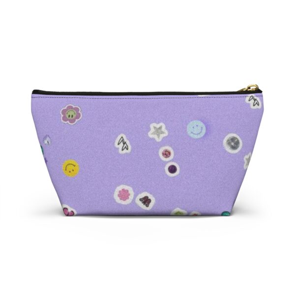 Playful Sticker Accessory Pouch, Cosmetic Bag, Travel Organizer, Gift Idea, Purple Floral Print, Kids & Adults - Image 10