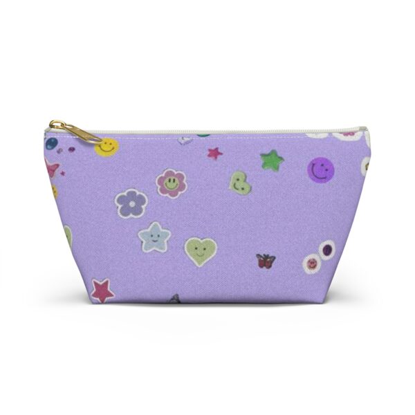 Playful Sticker Accessory Pouch, Cosmetic Bag, Travel Organizer, Gift Idea, Purple Floral Print, Kids & Adults - Image 13