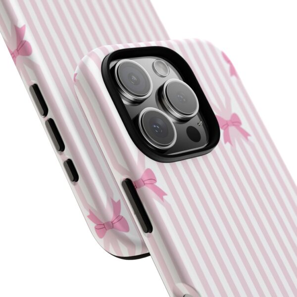 Cute Striped Bow Phone Case, Tough Phone Cover, Stylish Tech Accessory, Gift for Her, Pink Striped Phone Case, Bow Design Phone Case - Image 17