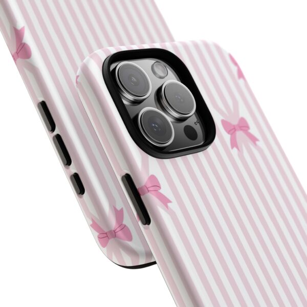 Cute Striped Bow Phone Case, Tough Phone Cover, Stylish Tech Accessory, Gift for Her, Pink Striped Phone Case, Bow Design Phone Case - Image 23