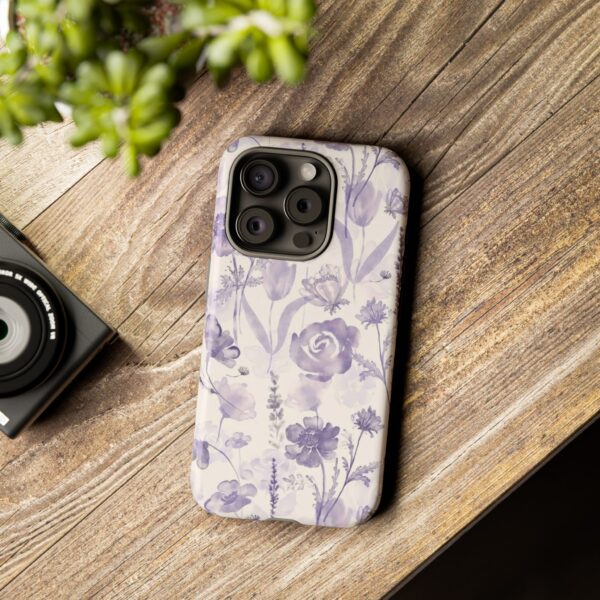 Floral Phone Case, Tough Cases with Purple Flowers, Protective Skin for iPhone, Trendy Accessory, Flower Power Style - Image 44