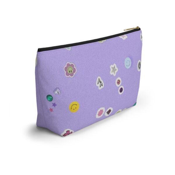 Playful Sticker Accessory Pouch, Cosmetic Bag, Travel Organizer, Gift Idea, Purple Floral Print, Kids & Adults - Image 4