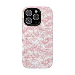 Floral Tough Phone Case - Pink Botanical Design, iPhone Cover, Protective Case, Gift for Her, Trendy Accessories