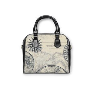 Vintage Map Shoulder Handbag, Stylish Tote, Travel Purse, Gift for Her, Everyday Bag, Adventure Accessory