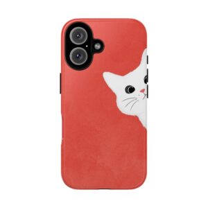Cute Cat Phone Case, Tough Cat Case, Pet Lover Gift, Red Cat Protection, Fun Animal Phone Cover, Unique Kitty Design