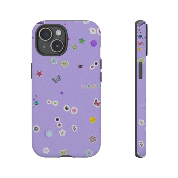 Purple Sticker Phone Case, Tough Phone Cover, Cute Gift for Teens, Fun Cell Phone Accessory, Aesthetic Phone Protector - Image 3