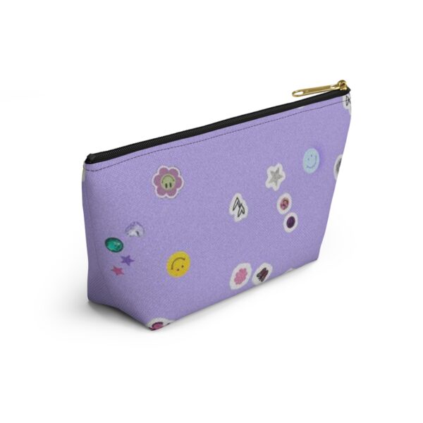 Playful Sticker Accessory Pouch, Cosmetic Bag, Travel Organizer, Gift Idea, Purple Floral Print, Kids & Adults - Image 12