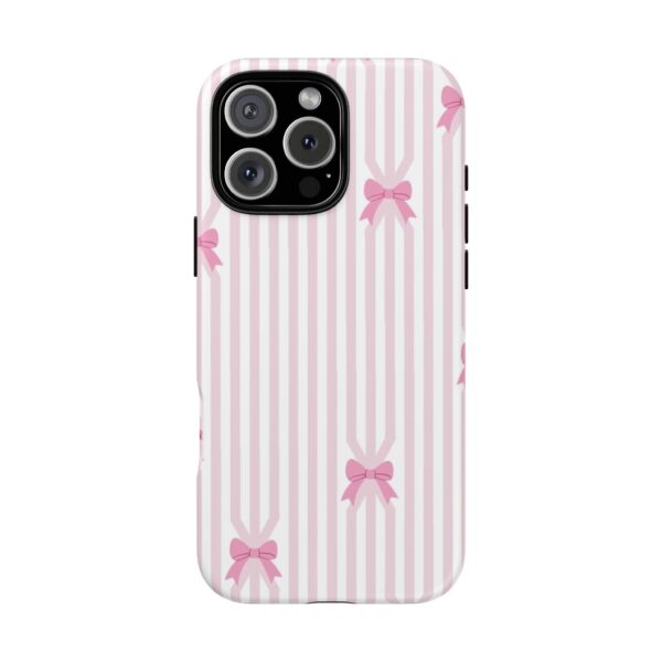 Cute Striped Bow Phone Case, Tough Phone Cover, Stylish Tech Accessory, Gift for Her, Pink Striped Phone Case, Bow Design Phone Case - Image 22